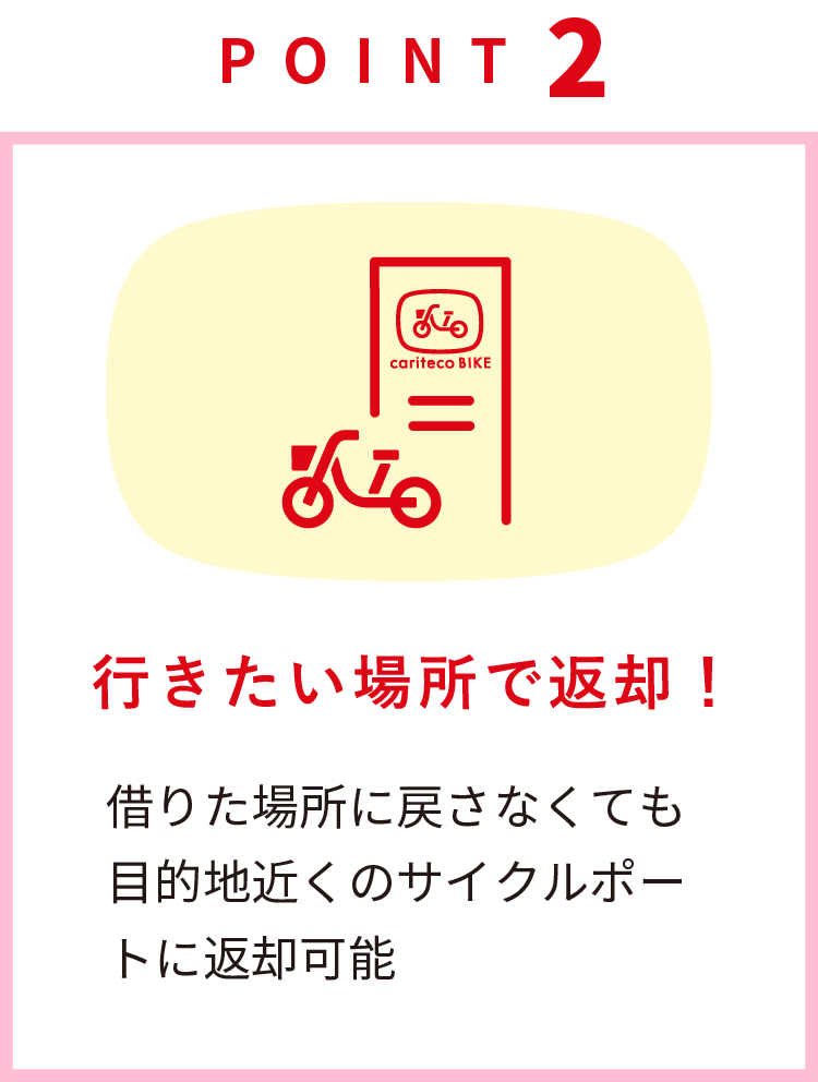 行きたい場所で返却!借りた場所に戻さなくても目的地近くのサイクルポートに返却可能