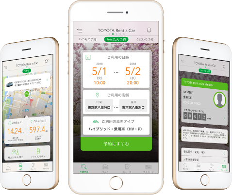 トヨタレンタカー公式アプリのイメージ図